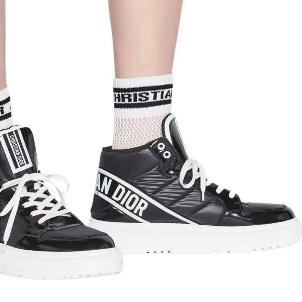 Dior D-Player High Top Quilted Nylon Sneakers Women’s